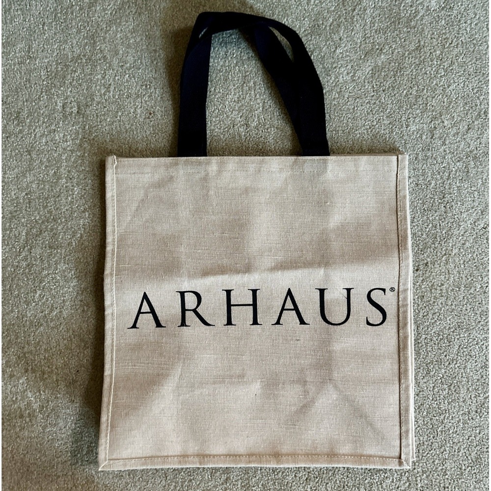 ARHAUS Carryall‎ Jute tote Bag large 17"x18"x10" Reusable Shopper Canvas big